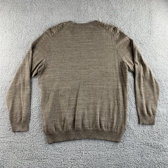 NEW Joseph Abboud Sweater Mens XL Brown Merino Wool Blend Pullover Cable Knit - Picture 2 of 11
